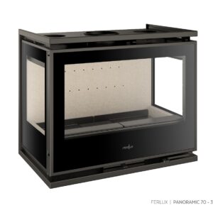 Inserto per camino a legna Ferlux Panoramic 70 3C con vetri laterali e presa aria esterna Ecodesign