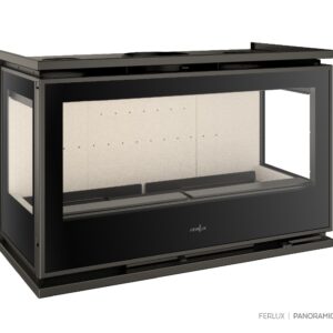 Inserto per camino a legna Ferlux Panoramic 90 3 C con vetro a tre lati presa aria esterna Ecodesign 5 stelle
